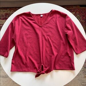 Old Navy 3/4 Sleeve V-Neck Blouse with Bottom Tie